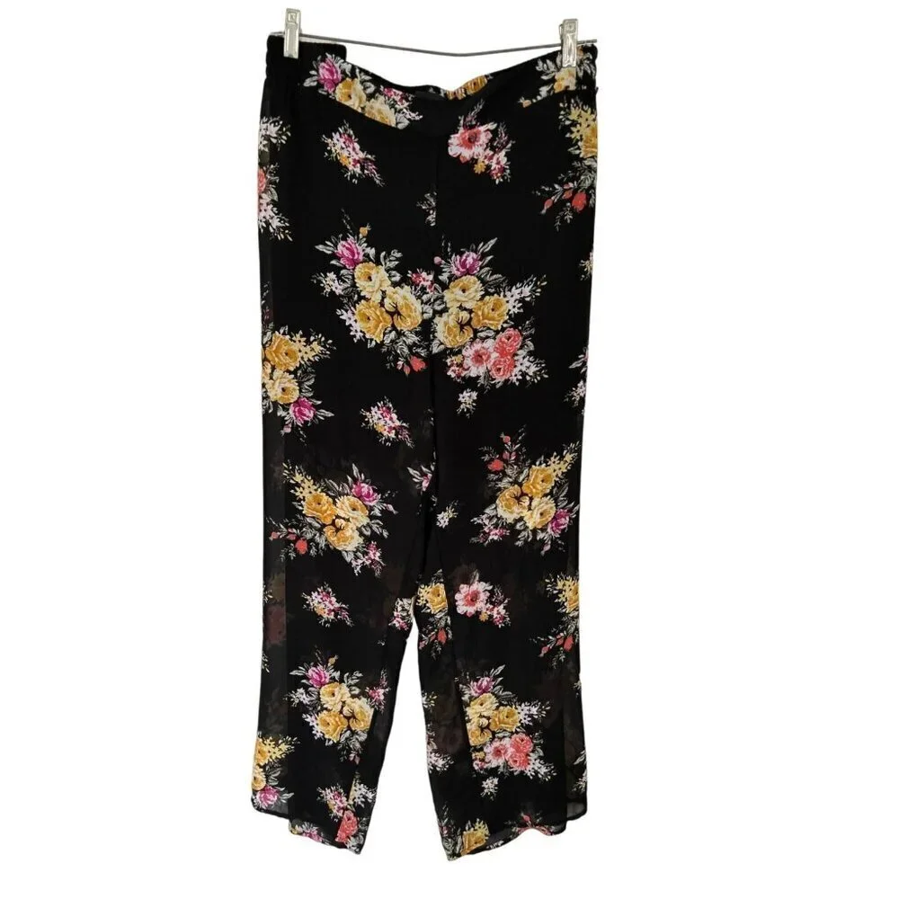 TORRID Floral Pull-up Pants Black Half-Lined Size 4X
